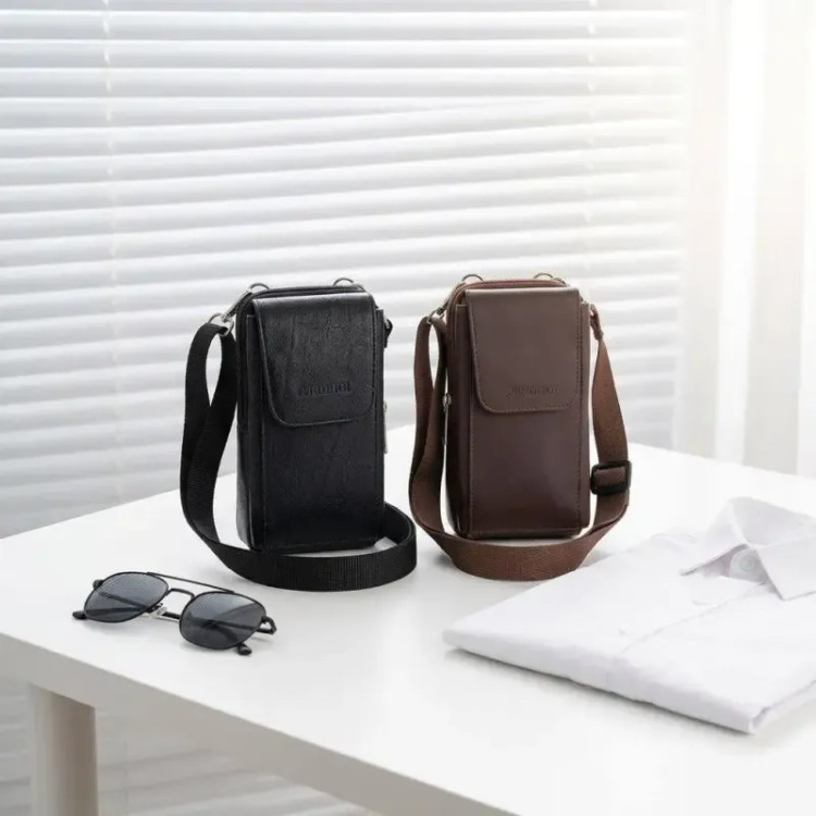 کیف مردانه جاموبایلی چرم مصنوعی روزمره