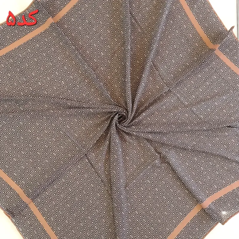 روسری نخی زنانه مشکی قواره 140 دور دست دوز