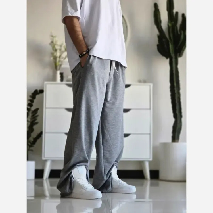 شلوار اسلش فول بگ مشکی طوسی برفی سایز XXL XXXL مناسب آقایان و خانم ها قد 115