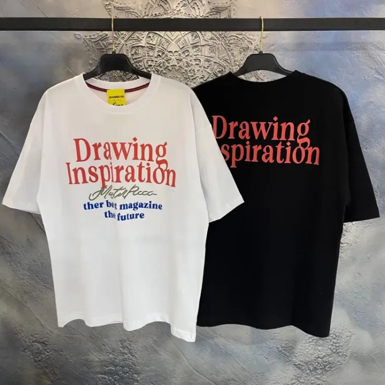 تیشرت نوجوان سایز بزرگ طرح Drawing پنبهای لژ و باکسی سفید و مشکی