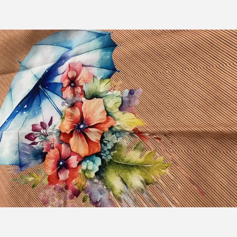 روسری نخ کاستوم طرح بلا نارنجی چتر دار قواره بزرگ 140 سانتی متر