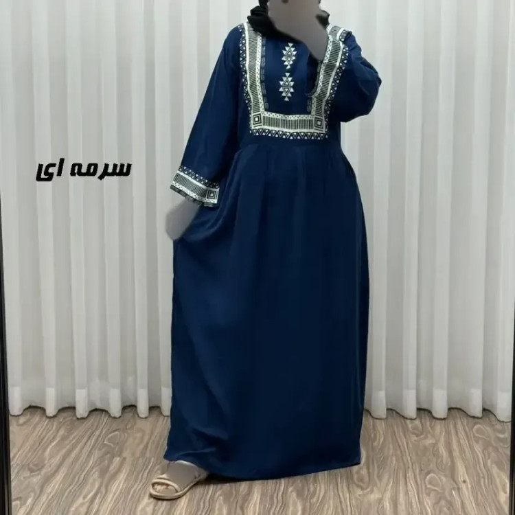پیراهن ساحلی نخی زنانه مدل سرخپوستی فری سایز مناسب تا 44 با کمربند