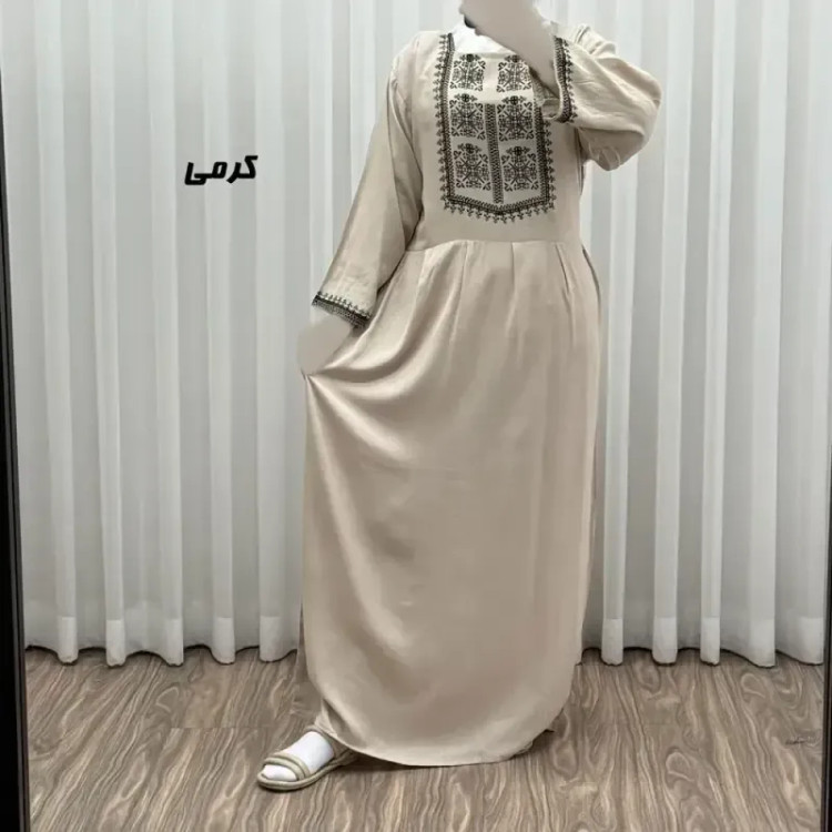 پیراهن ساحلی نخی زنانه مدل ساره 2 کد 1756 فری سایز با کمربند