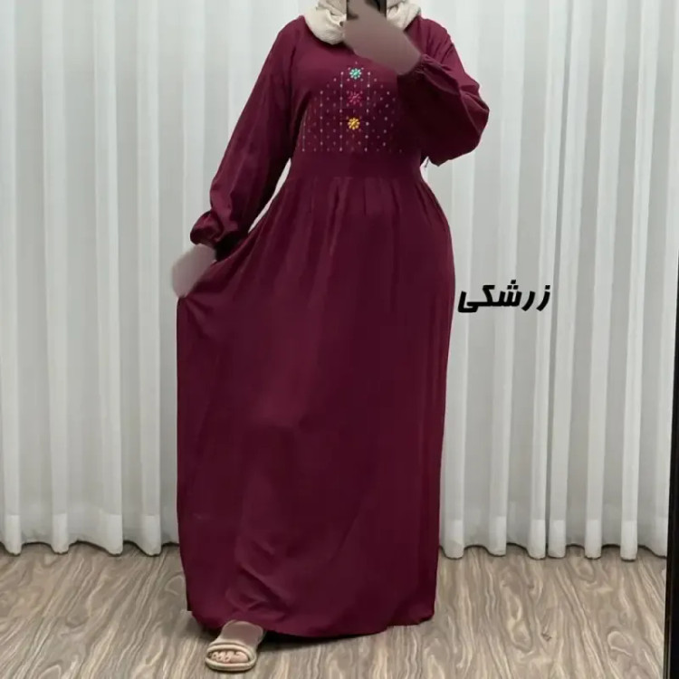 پیراهن ساحلی نخی گلدوزی شده زنانه و دخترانه فری سایز تا 46 با کمربند