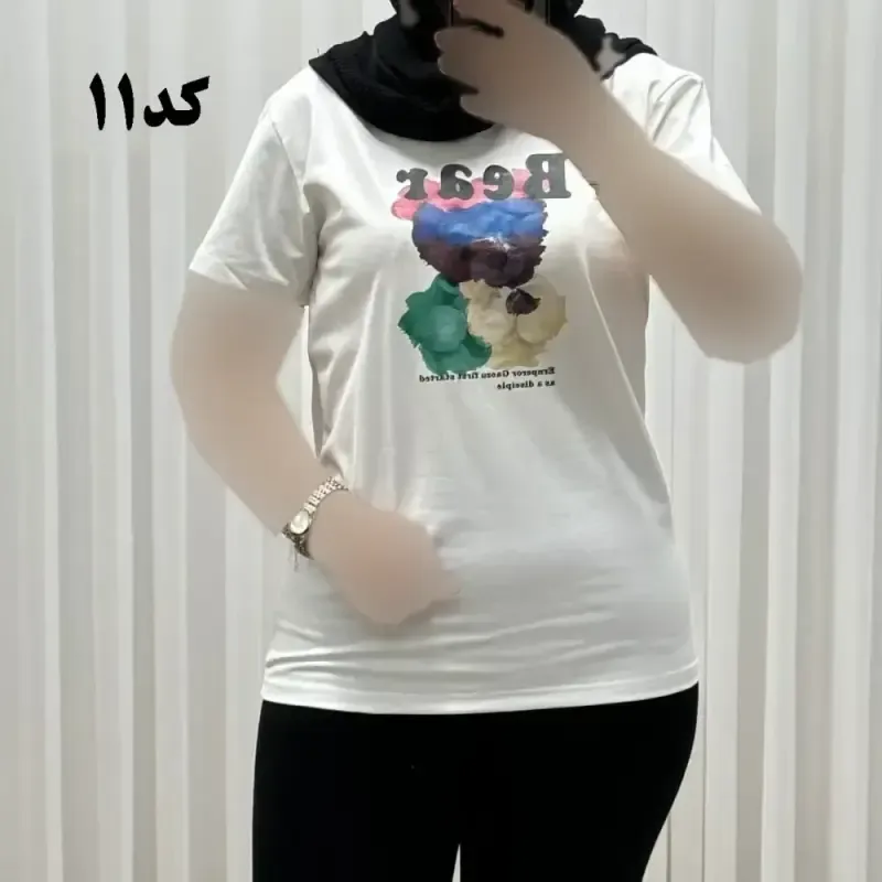 تیشرت زنانه وارداتی میکس طرحبندی کد 1269 جنس نخ پنبه چهارفصل تنخور راحت سایز M L XL