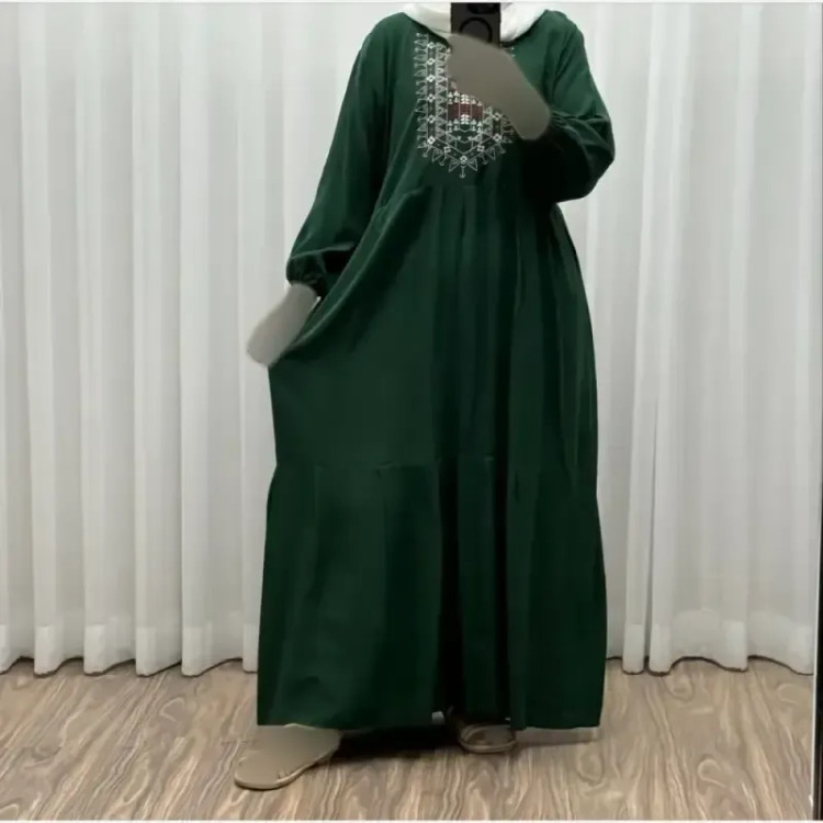 پیراهن ساحلی نخی زنانه مدل آیدا فری سایز مناسب تا 50 با کمربند
