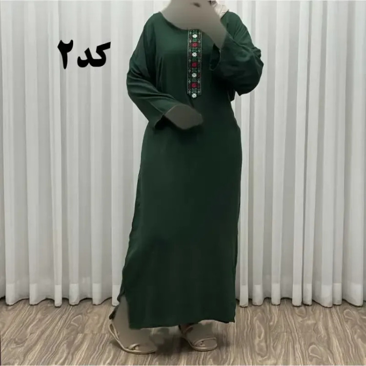 پیراهن کفتان کراش گلدوزی فری سایز زنانه تا سایز 52 شیک و راحت چهارفصل