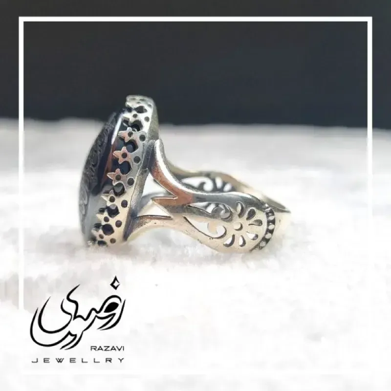 انگشتر حدید صینی مردانه طرح نیزه